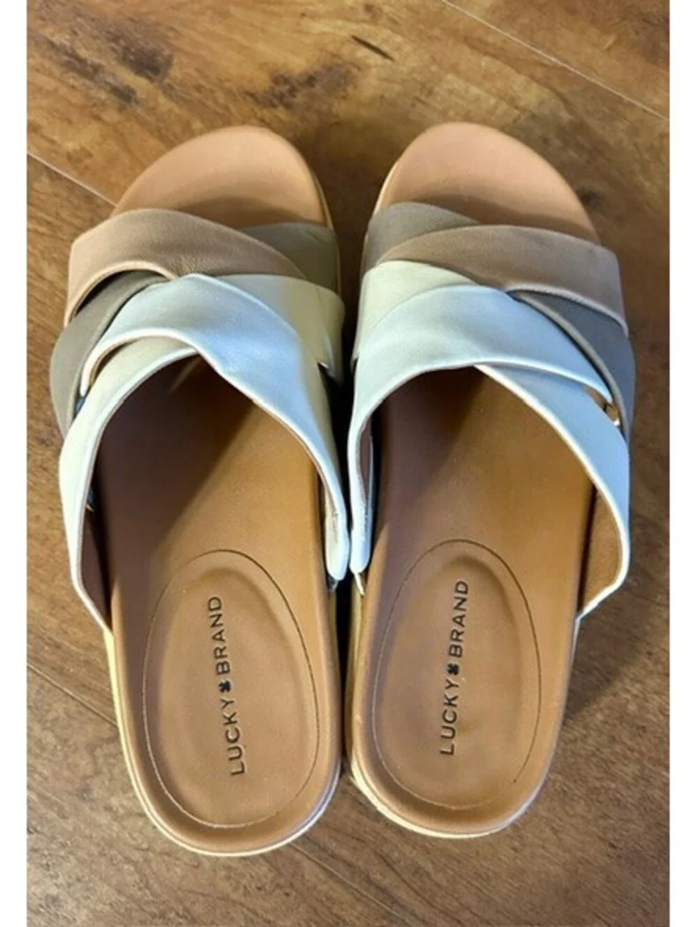Lucky Brand Women's Leather Upper Platform Slide Sandals 8.5